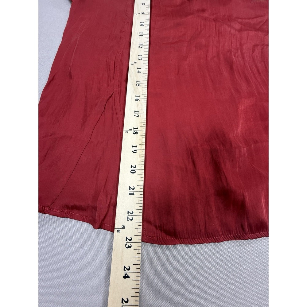 Free People Top Womens Medium Red Black Long Sleeve Evening Satin Open Tie Back - Picture 9 of 11
